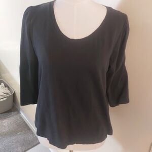 Women's Dark Gray Scoop Neck 3/4 Sleeve Top